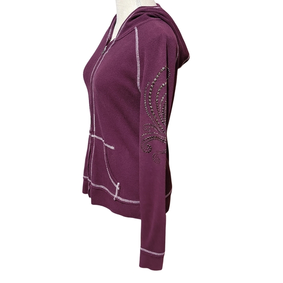 ARIAT Hoodie Sweatshirt Womens Large Purple Rhinestone Embellished Bling Y2K - Picture 3 of 11